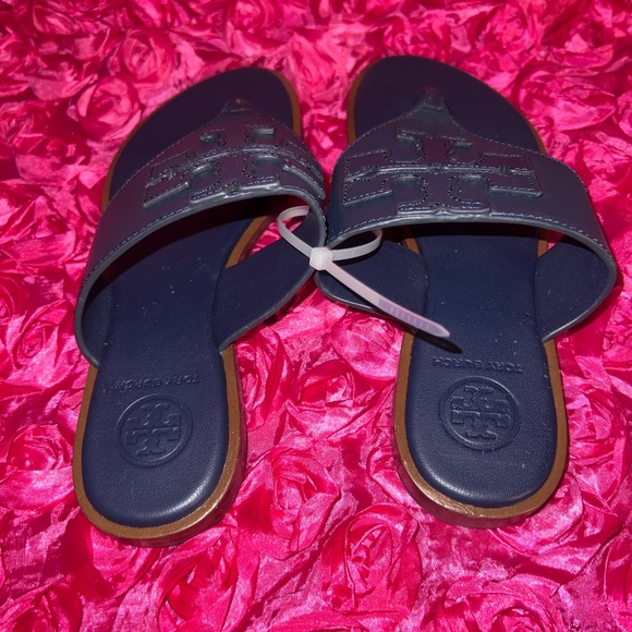 TORY BURCH Leather Leather Trim Embellishment Slides - Picture 4 of 5